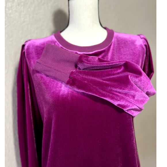 Jodifl A Special Place Velour Velvet Knit Pullover Women's Fuchsia Pink Small - Picture 4 of 11
